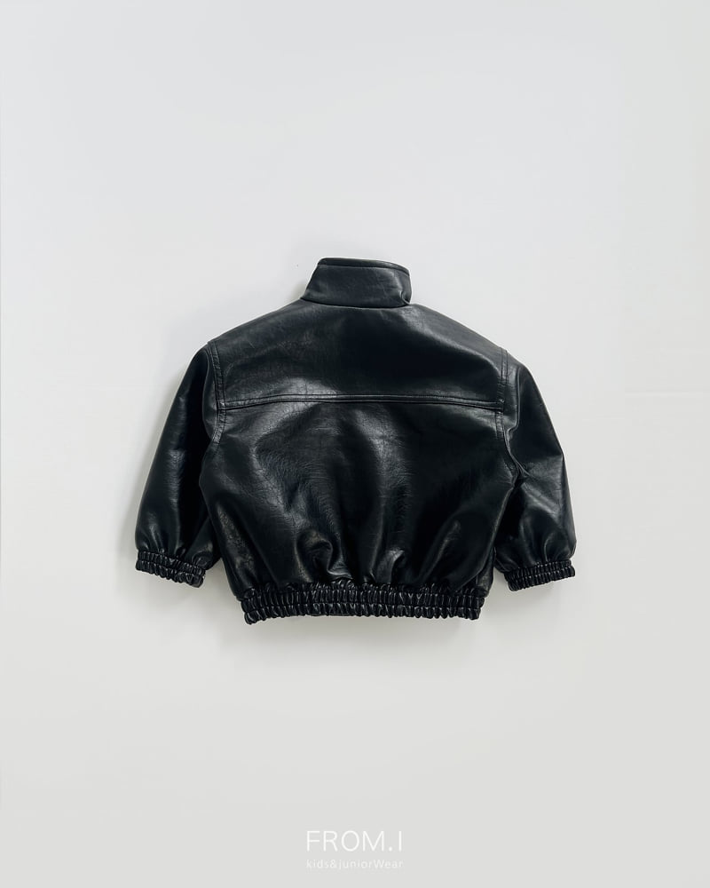 From I - Korean Children Fashion - #Kfashion4kids - High Neck Vegan Leather Jacket - 2
