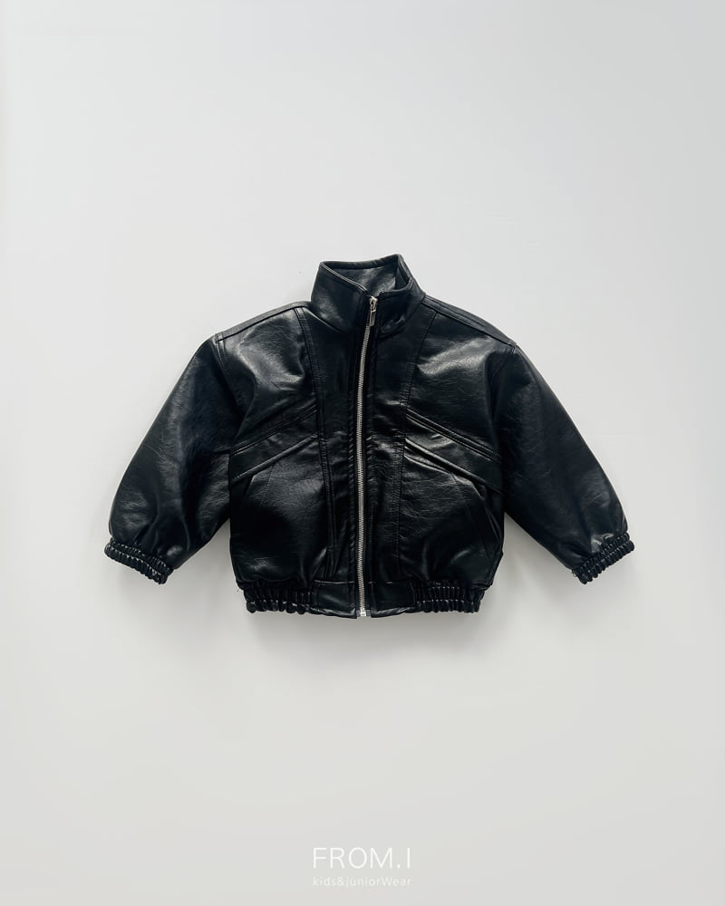 From I - Korean Children Fashion - #kidzfashiontrend - High Neck Vegan Leather Jacket