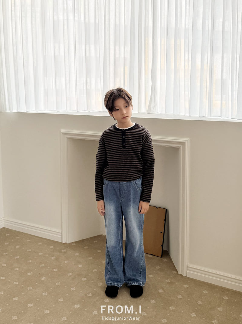 From I - Korean Children Fashion - #prettylittlegirls - Slit Flare Denim Pants - 8