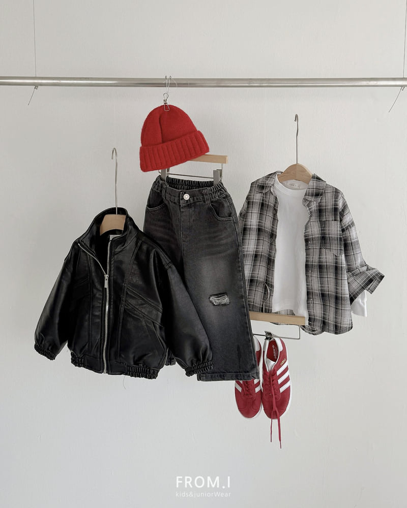 From I - Korean Children Fashion - #prettylittlegirls - High Neck Vegan Leather Jacket - 6