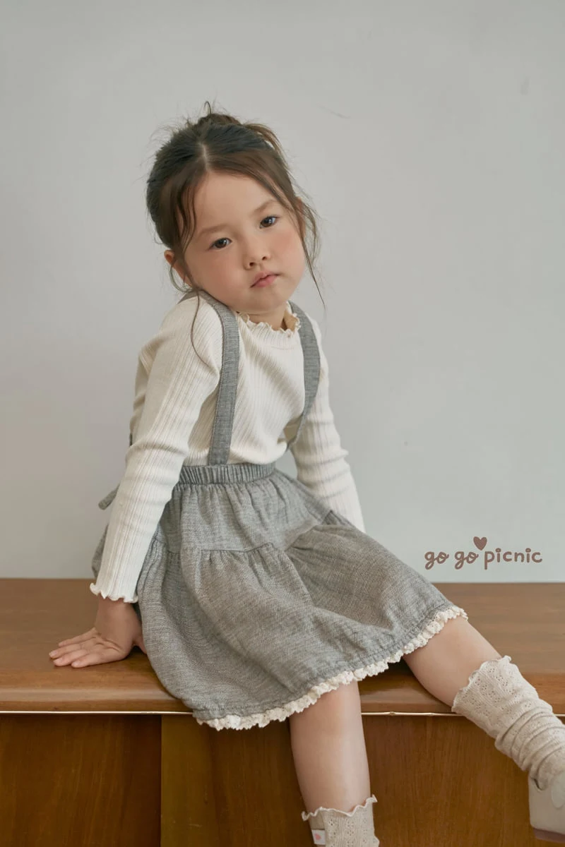 Go Go Picnic - Korean Children Fashion - #todddlerfashion - Emily Overalls Skirt - 4