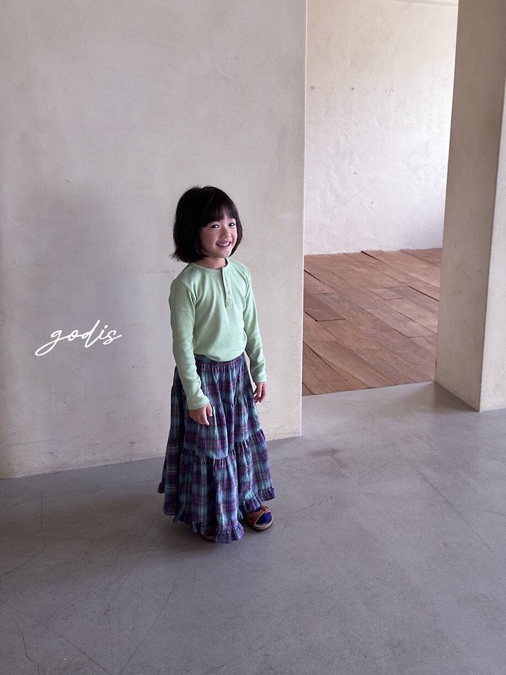 Godis - Korean Children Fashion - #Kfashion4kids - Check Long Skirt - 11