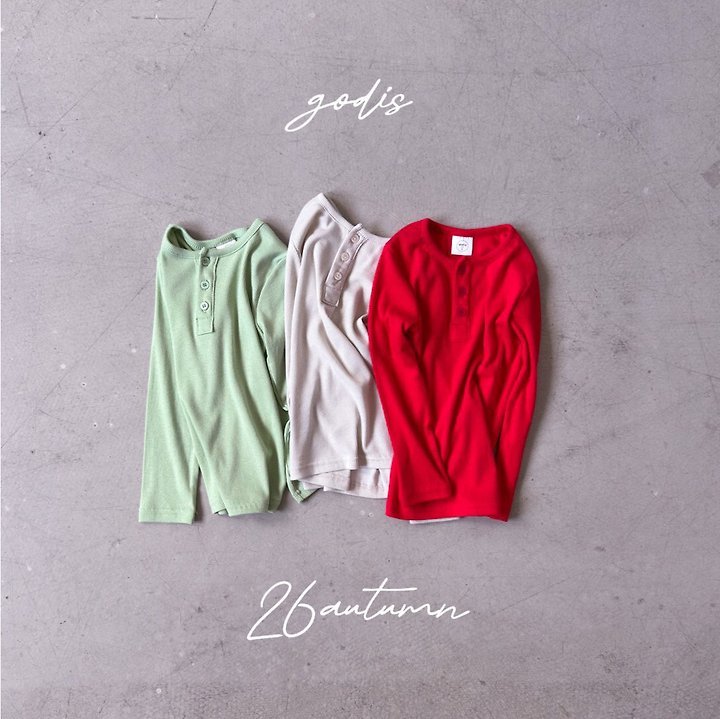 Godis - Korean Children Fashion - #childofig - Button Ribbed Tee