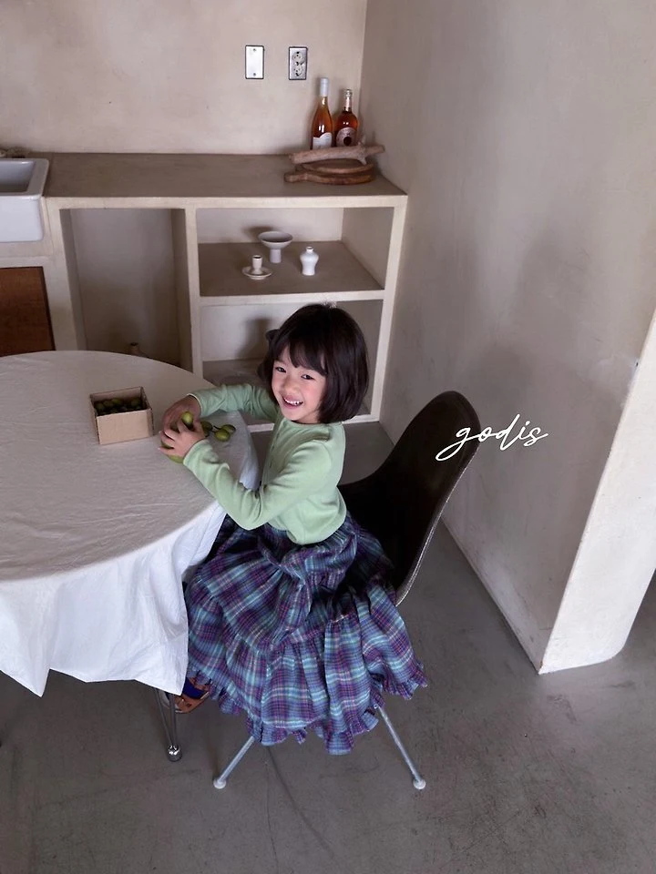Godis - Korean Children Fashion - #childofig - Check Long Skirt - 4