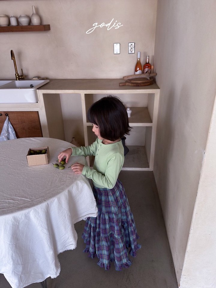 Godis - Korean Children Fashion - #designkidswear - Check Long Skirt - 5