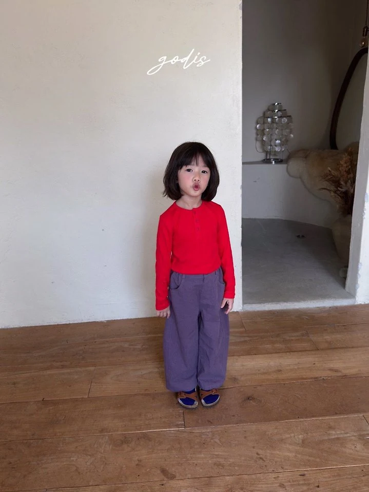 Godis - Korean Children Fashion - #designkidswear - Button Ribbed Tee - 4
