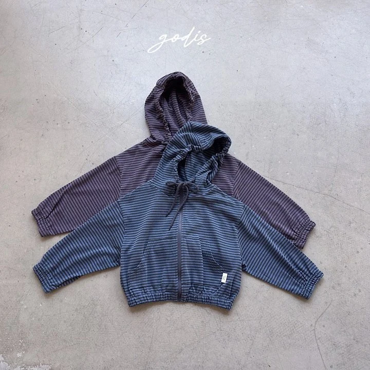 Godis - Korean Children Fashion - #discoveringself - Striped Hooded Zip-Up - 8