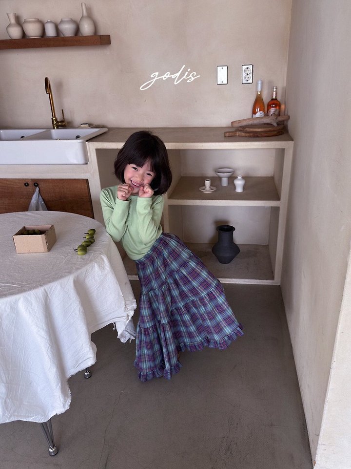 Godis - Korean Children Fashion - #discoveringself - Check Long Skirt - 6