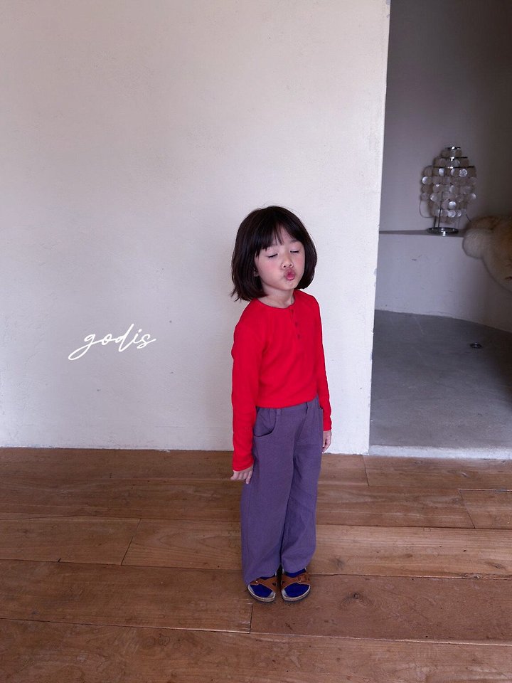 Godis - Korean Children Fashion - #fashionkids - Button Ribbed Tee - 5