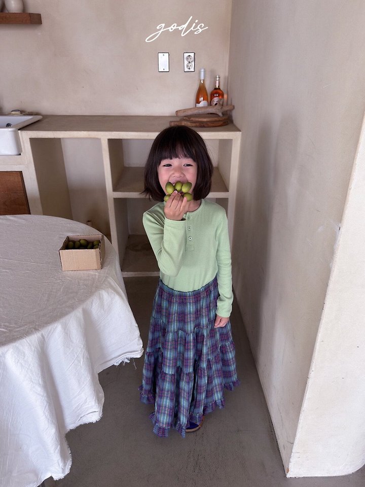 Godis - Korean Children Fashion - #fashionkids - Check Long Skirt - 7