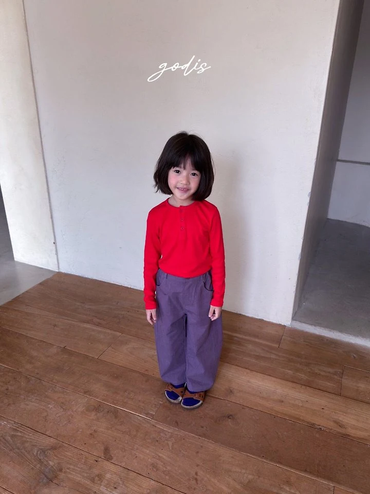 Godis - Korean Children Fashion - #kidsshorts - Button Ribbed Tee - 6