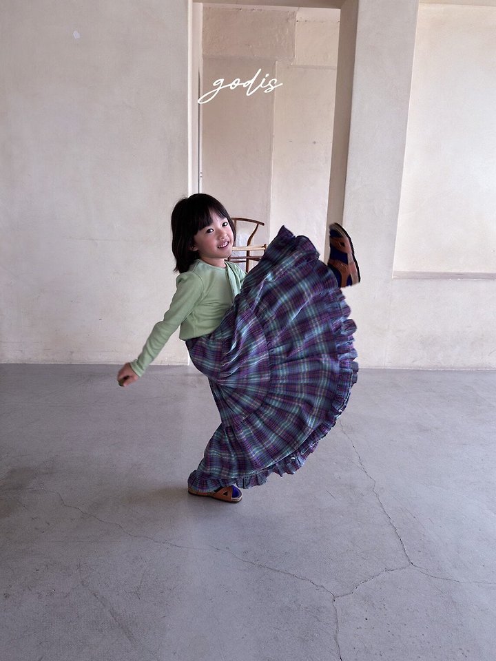 Godis - Korean Children Fashion - #littlefashionista - Check Long Skirt - 12
