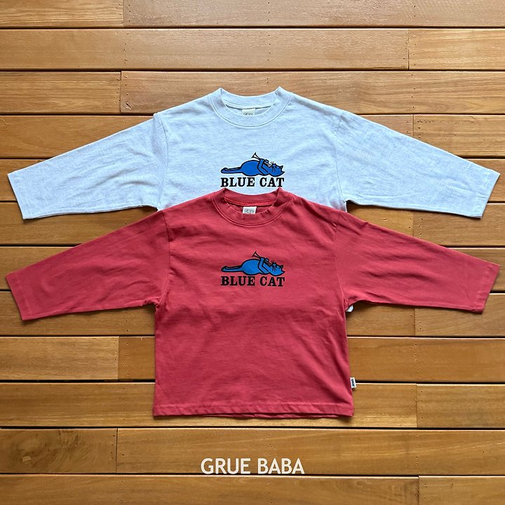 Grue Baba - Korean Children Fashion - #stylishchildhood - Blue Cat Tee