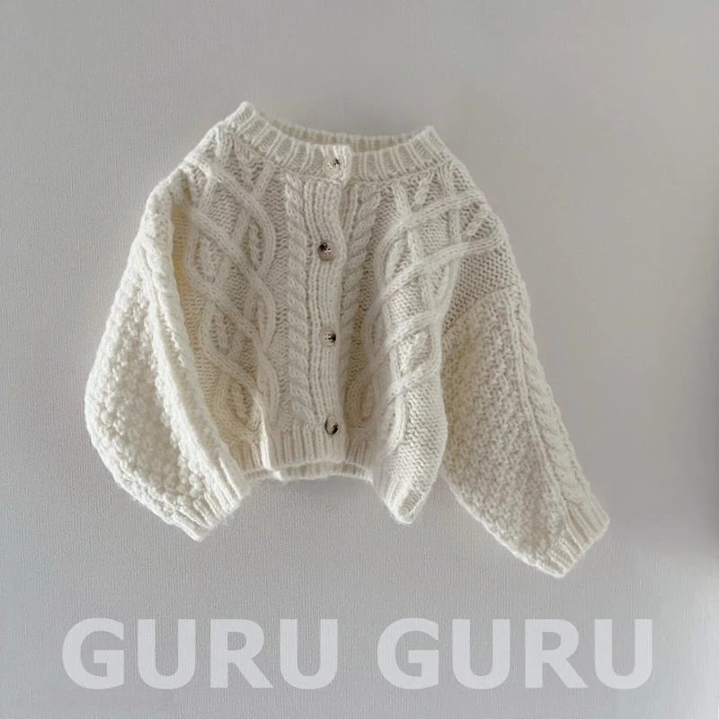 Guru Guru - Korean Baby Fashion - #babyootd - Twist Knit Cardigan - 2