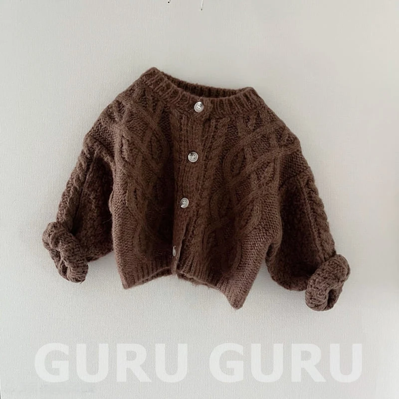 Guru Guru - Korean Baby Fashion - #babyoutfit - Twist Knit Cardigan - 3