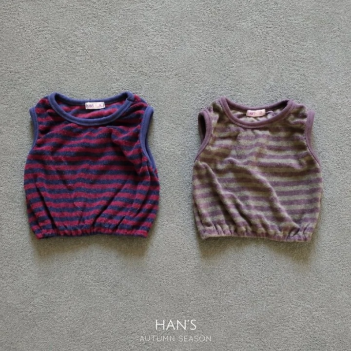 Han's - Korean Children Fashion - #kidsshorts - Terry Stripe Sleeveless Top