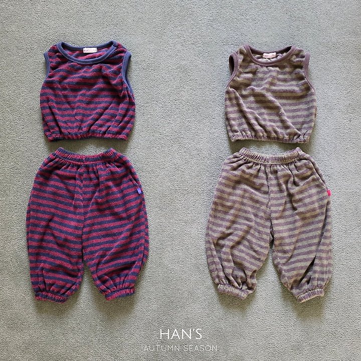 Han's - Korean Children Fashion - #kidzfashiontrend - Terry Stripe Sleeveless Top - 3