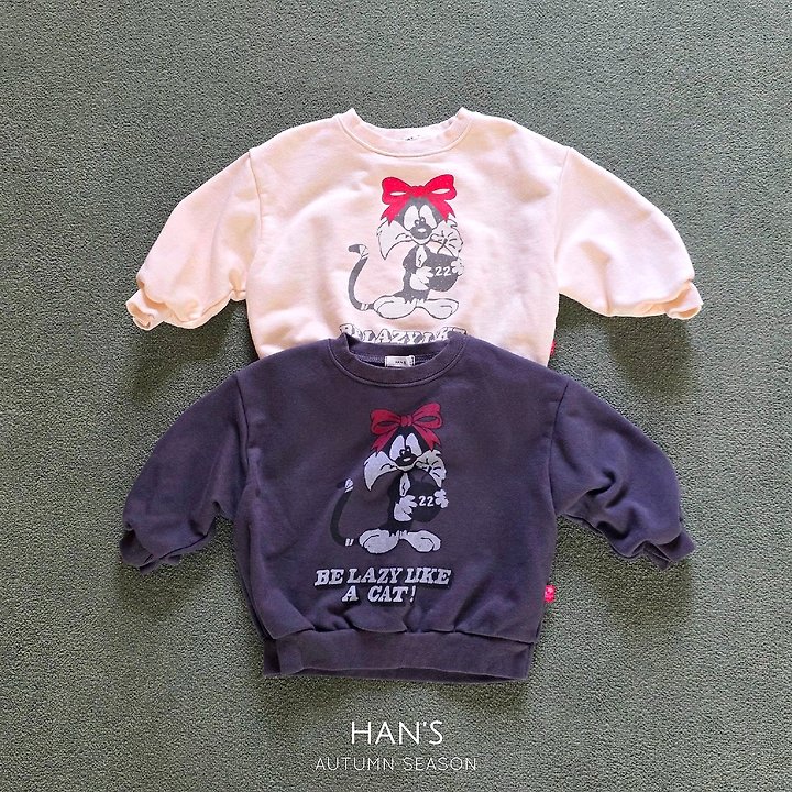Han's - Korean Children Fashion - #kidzfashiontrend - Ribbon Cat Sweatshirt