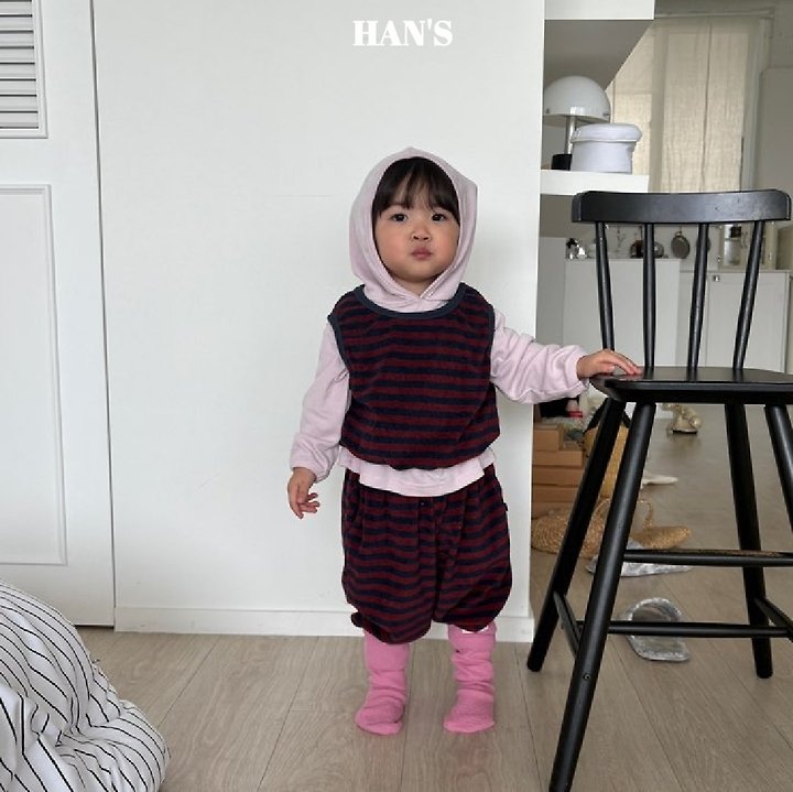 Han's - Korean Children Fashion - #littlefashionista - Terry Stripe Sleeveless Top - 5