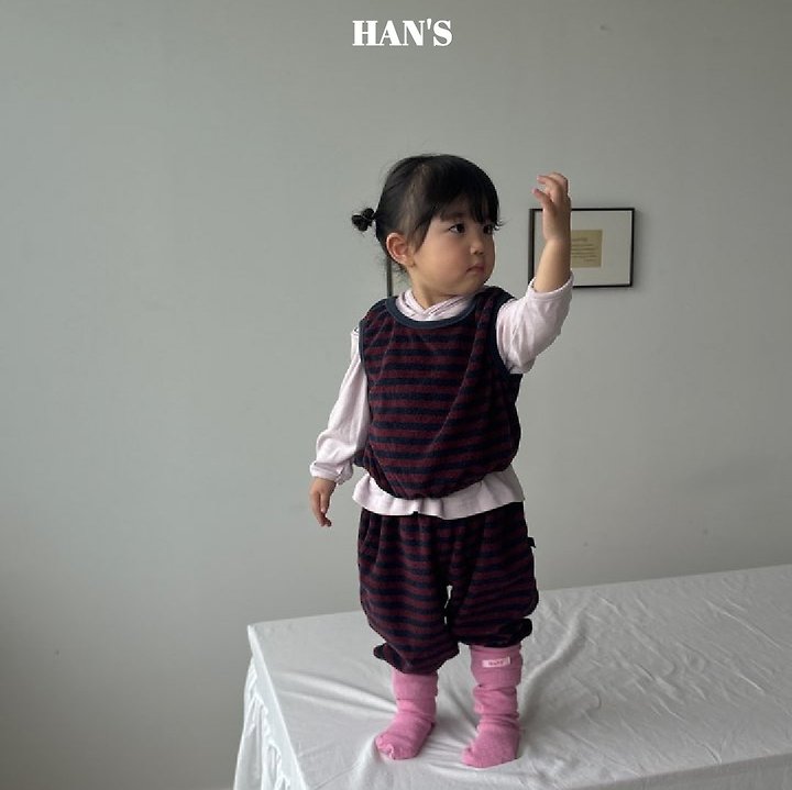 Han's - Korean Children Fashion - #todddlerfashion - Terry Stripe Sleeveless Top - 9