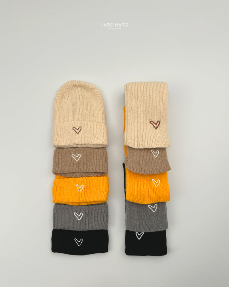 Haro Haro - Korean Children Fashion - #magicofchildhood - Love Beanie Muffler Set - 2