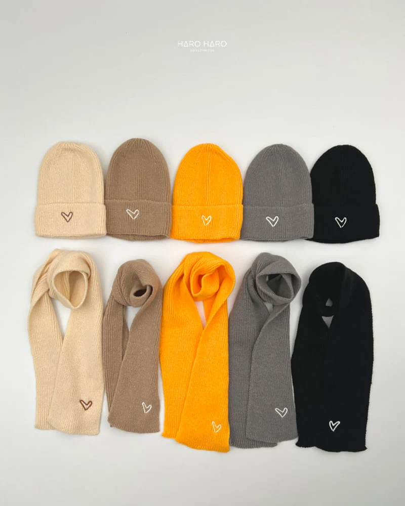 Haro Haro - Korean Children Fashion - #minifashionista - Love Beanie Muffler Set - 4