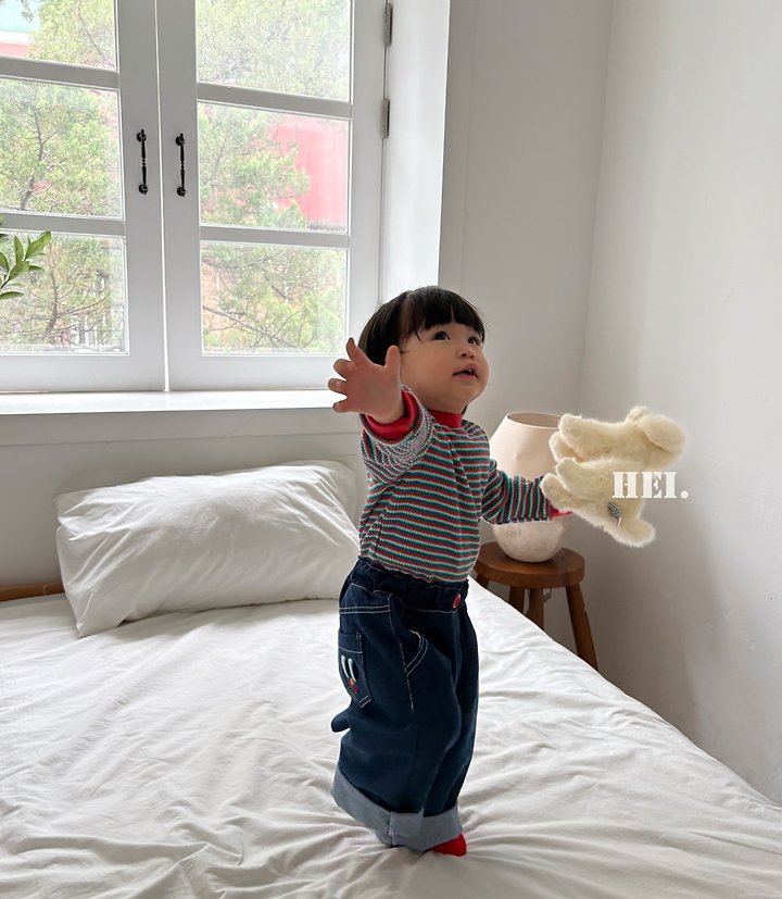 Hei - Korean Children Fashion - #discoveringself - Peekaboo Denim Pants - 8