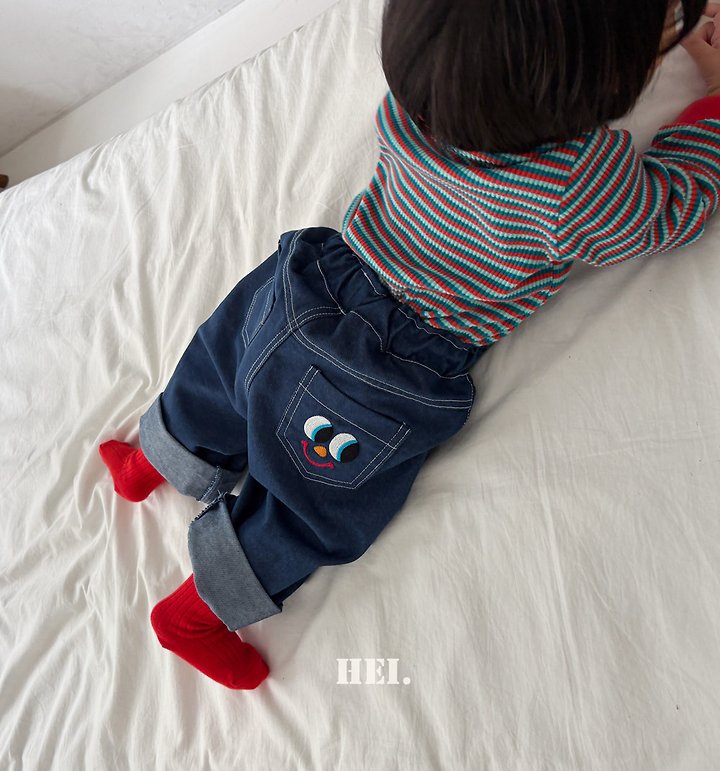 Hei - Korean Children Fashion - #toddlerclothing - Peekaboo Denim Pants - 4
