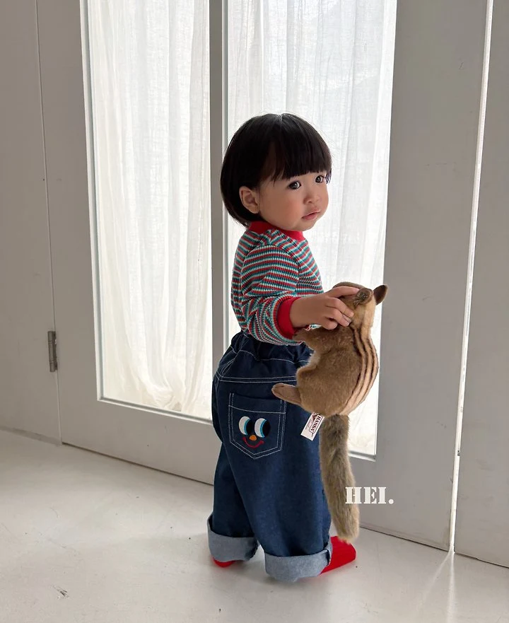 Hei - Korean Children Fashion - #todddlerfashion - Peekaboo Denim Pants - 2