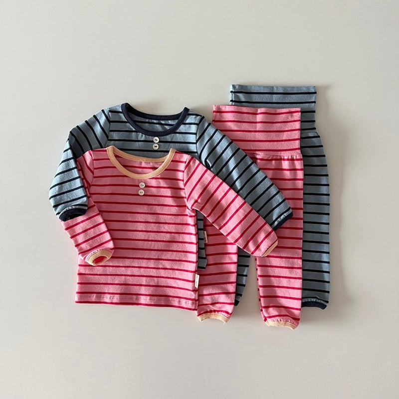 Here I Am - Korean Baby Fashion - #babyoutfit - Madeleine Stripe Pajamas