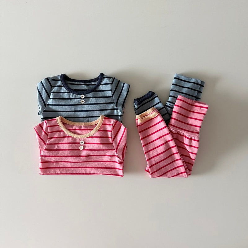 Here I Am - Korean Baby Fashion - #onlinebabyshop - Madeleine Stripe Pajamas - 5