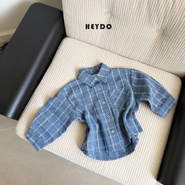 Heydo - Korean Children Fashion - #kidsstore - Denim Check Shirt