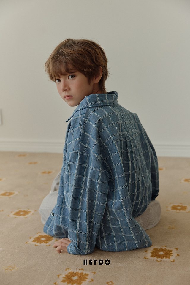 Heydo - Korean Children Fashion - #magicofchildhood - Denim Check Shirt - 5