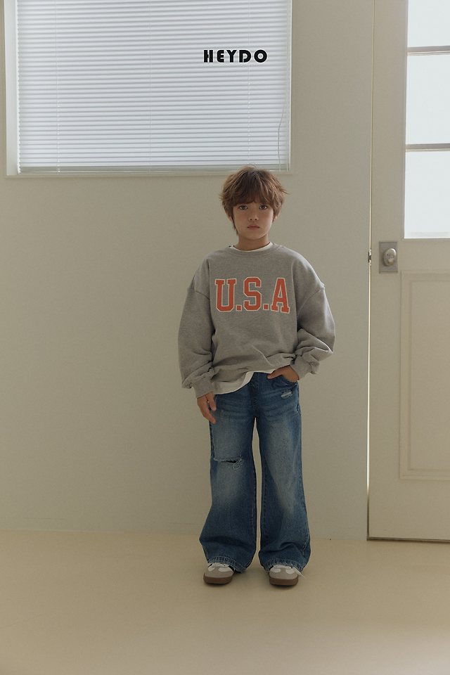 Heydo - Korean Children Fashion - #minifashionista - Semi Vintage Denim Pants - 12