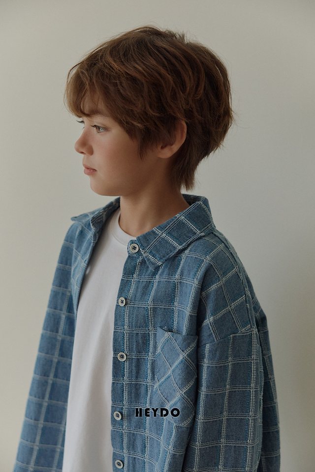 Heydo - Korean Children Fashion - #minifashionista - Denim Check Shirt - 6
