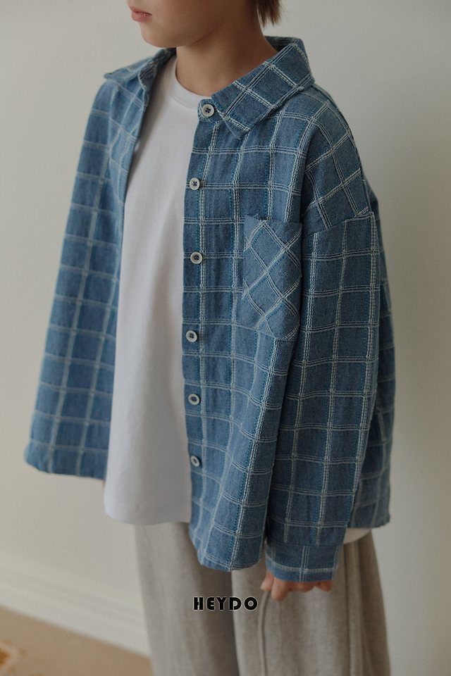 Heydo - Korean Children Fashion - #prettylittlegirls - Denim Check Shirt - 7