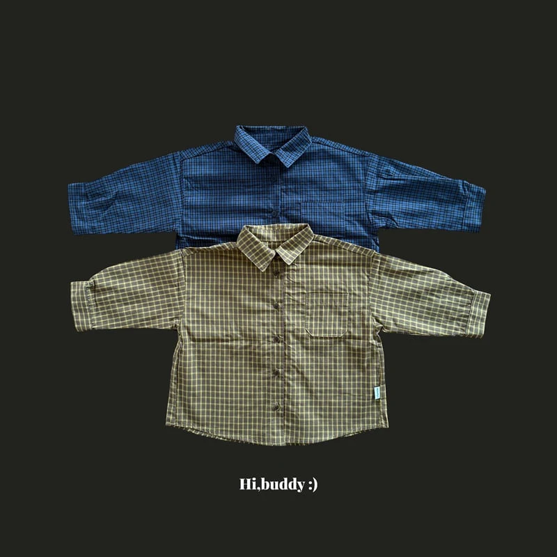 Hi buddy - Korean Children Fashion - #kidsshorts - Check Day Shirt