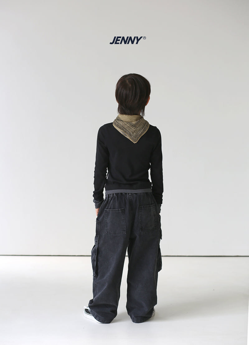 Jenny Basic - Korean Children Fashion - #minifashionista - Black Big Pocket Denim Pants - 5