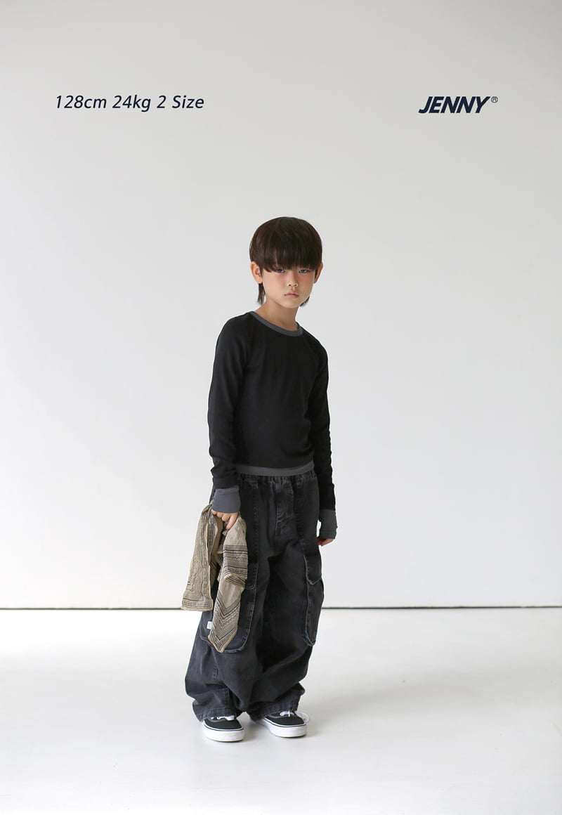 Jenny Basic - Korean Children Fashion - #prettylittlegirls - Black Big Pocket Denim Pants - 6