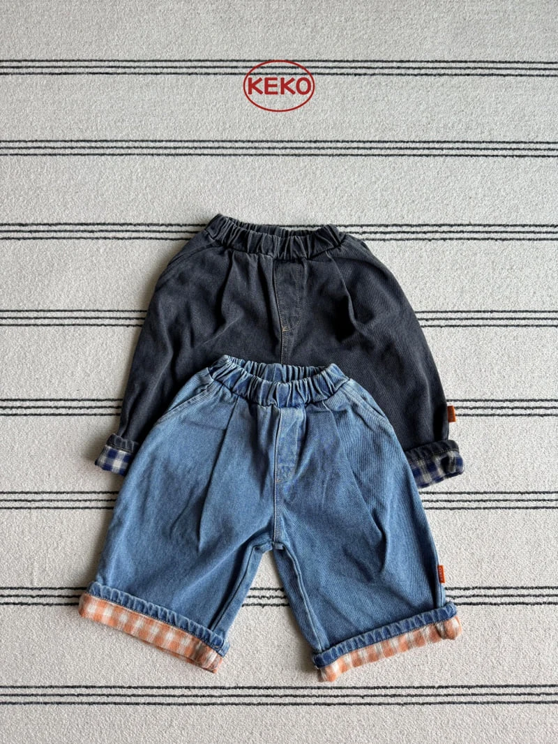 Keko - Korean Children Fashion - #minifashionista - Check Roll-up Pants