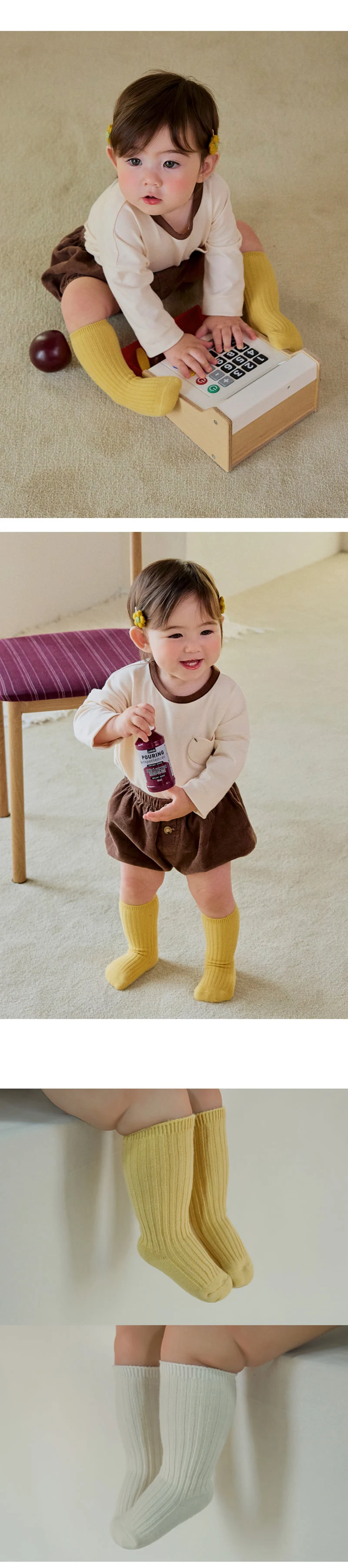 Kids Clara - Korean Baby Fashion - #babyclothing - Dotori Rib Knee Socks (set of 5) - 4