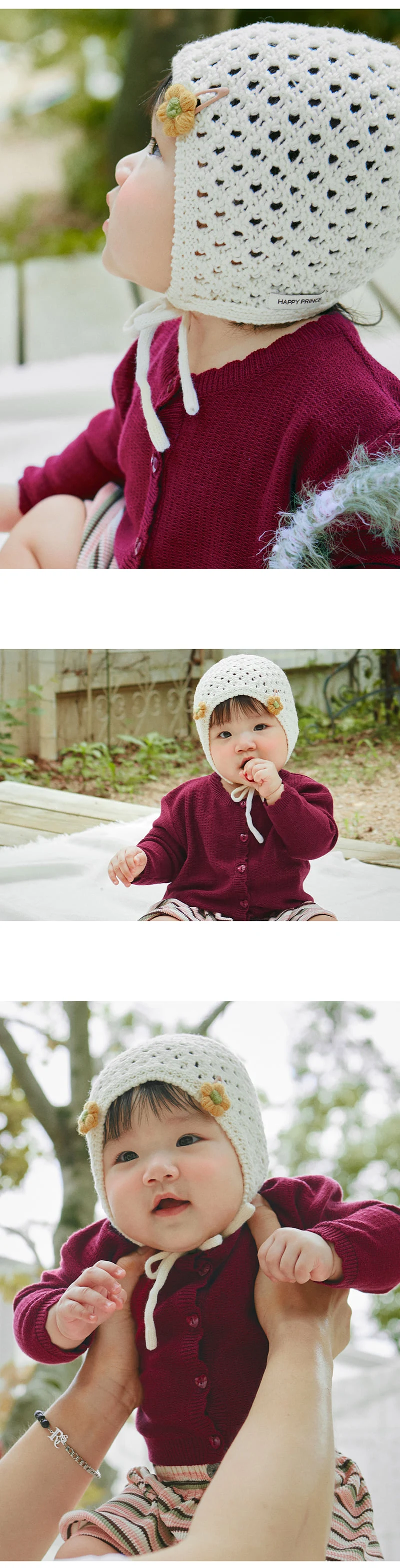 Kids Clara - Korean Baby Fashion - #babyoutfit - Fleur Knit Baby Bonnet - 3