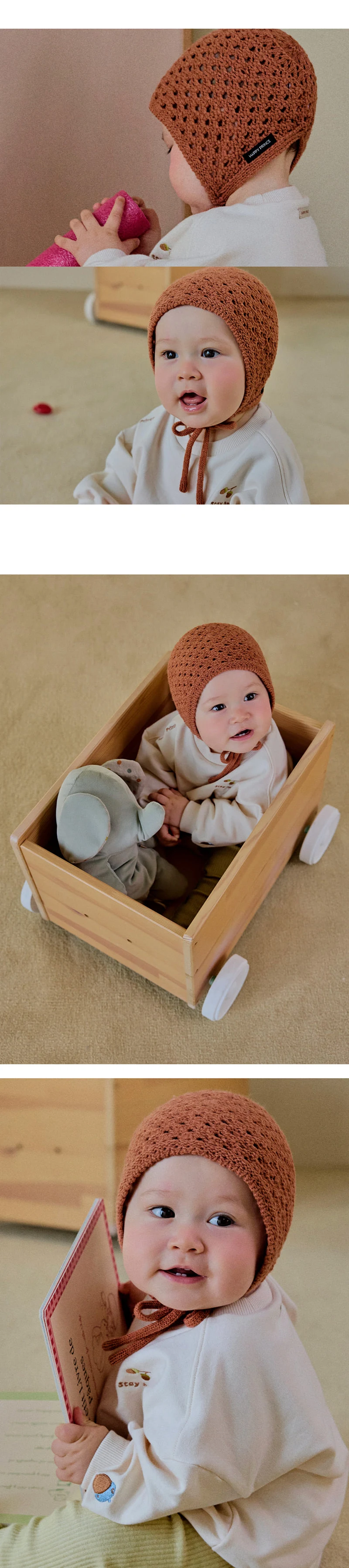 Kids Clara - Korean Baby Fashion - #onlinebabyshop - Fleur Knit Baby Bonnet - 6