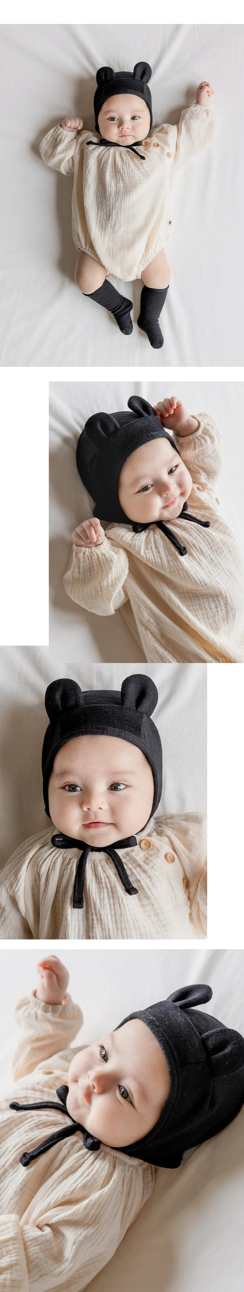 Kids Clara - Korean Baby Fashion - #onlinebabyshop - Bebe Bear Baby Bonnet - 5