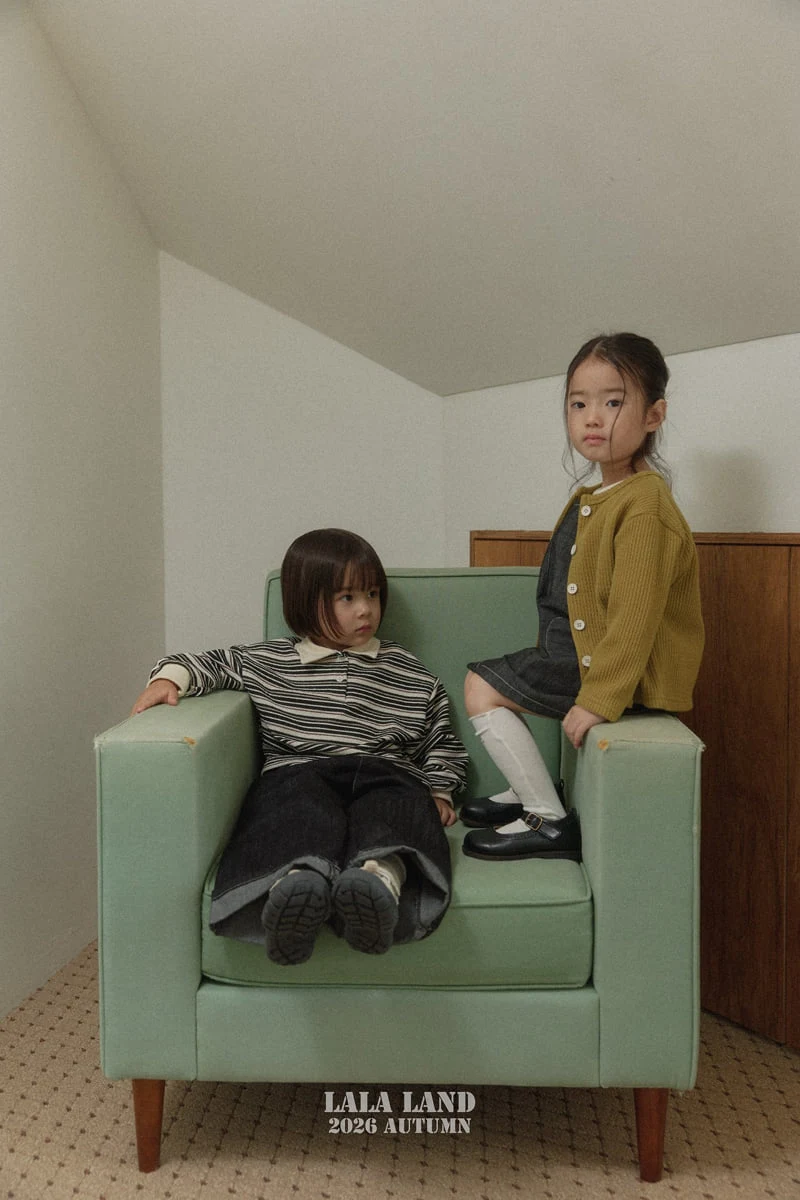 Lalaland - Korean Children Fashion - #Kfashion4kids - Pigment Stripe Collar Tee - 5