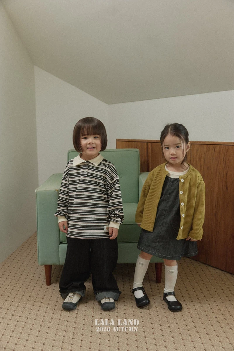 Lalaland - Korean Children Fashion - #childofig - Pigment Stripe Collar Tee - 10