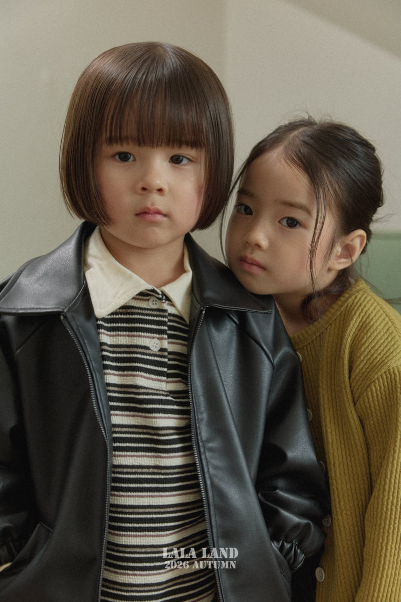 Lalaland - Korean Children Fashion - #childrensboutique - Pigment Stripe Collar Tee - 12
