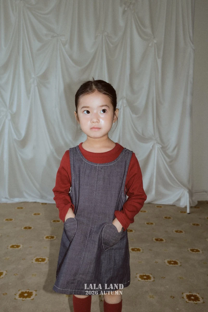 Lalaland - Korean Children Fashion - #discoveringself - Heart Pocket One-piece - 5