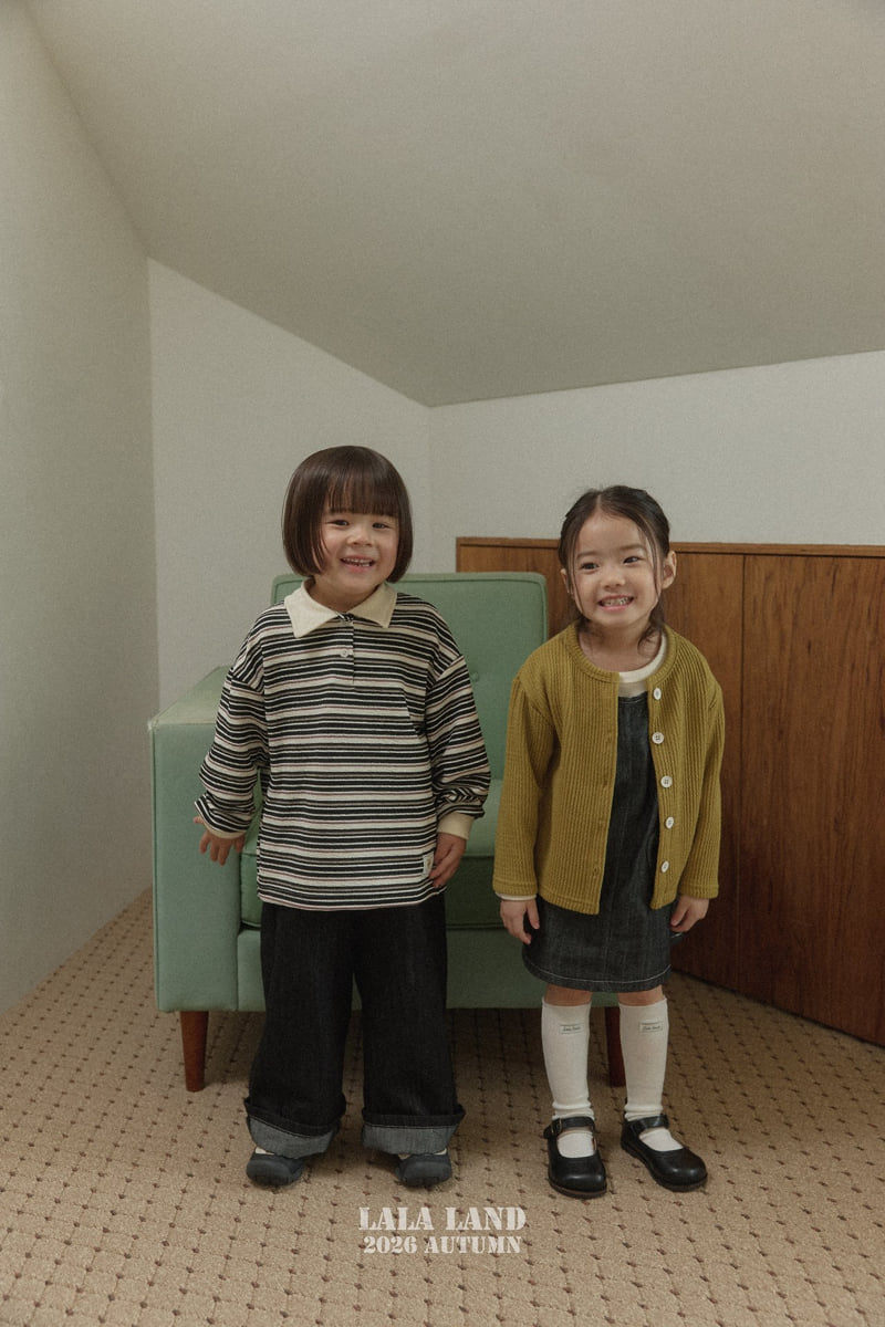 Lalaland - Korean Children Fashion - #fashionkids - Pigment Stripe Collar Tee