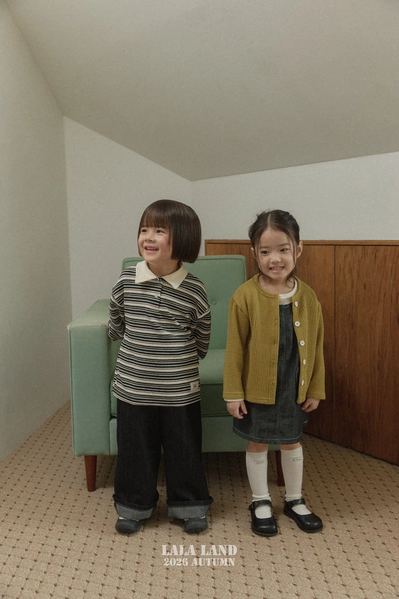 Lalaland - Korean Children Fashion - #kidsstore - Pigment Stripe Collar Tee - 4
